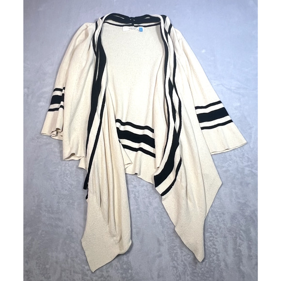 sparrow Sweaters - Anthropologie Sparrow Cardigan Womens Medium‎ Cream Black Open Draped Boho Bell